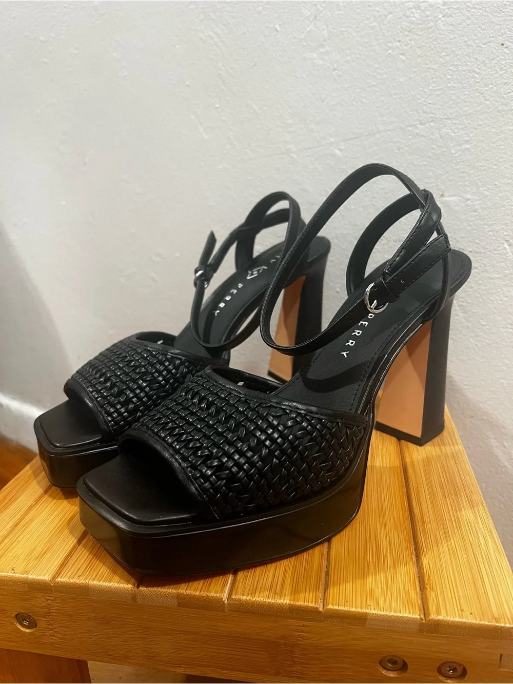 Katy Perry 9.5 Black Chunky Platform Block Heel Sandals Sandals Goth Boho Retro
